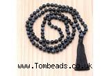 GMN8807 Hand-Knotted 8mm, 10mm Blue Tiger Eye 108 Beads Mala Necklace