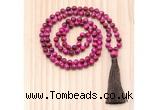 GMN8808 Hand-Knotted 8mm, 10mm Red Tiger Eye 108 Beads Mala Necklace