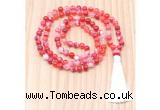 GMN8820 Hand-Knotted 8mm, 10mm Red Banded Agate 108 Beads Mala Necklace