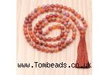 GMN8828 Hand-Knotted 8mm, 10mm Fire Agate 108 Beads Mala Necklace