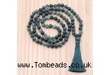GMN8831 Hand-Knotted 8mm, 10mm Moss Agate 108 Beads Mala Necklace