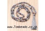 GMN8833 Hand-Knotted 8mm, 10mm Botswana Agate 108 Beads Mala Necklace