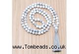 GMN8838 Hand-Knotted 8mm, 10mm White howlite 108 Beads Mala Necklace