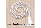 GMN8839 Hand-Knotted 8mm, 10mm White howlite 108 Beads Mala Necklace