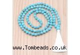 GMN8840 Hand-Knotted 8mm, 10mm Blue Howlite 108 Beads Mala Necklace