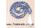 GMN8841 Hand-Knotted 8mm, 10mm Blue Spot Stone 108 Beads Mala Necklace