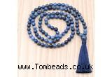GMN8843 Hand-Knotted 8mm, 10mm Dumortierite 108 Beads Mala Necklace