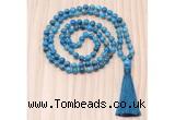 GMN8846 Hand-Knotted 8mm, 10mm Apatite 108 Beads Mala Necklace