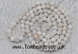 GMN904 Hand-knotted 8mm, 10mm matte white crazy agate 108 beads mala necklaces