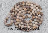 GMN909 Hand-knotted 8mm, 10mm matte brown zebra jasper 108 beads mala necklaces