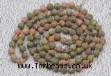 GMN920 Hand-knotted 8mm, 10mm matte unakite 108 beads mala necklaces