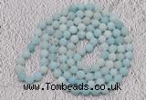 GMN924 Hand-knotted 8mm, 10mm matte amazonite 108 beads mala necklaces