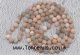 GMN932 Hand-knotted 8mm, 10mm matte sunstone 108 beads mala necklaces