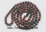 GMN934 Hand-knotted 8mm, 10mm matte red tiger eye 108 beads mala necklaces
