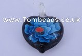 LP05 15*28*40mm heart inner flower lampwork glass pendants