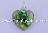 LP06 15*30*40mm heart inner flower lampwork glass pendants