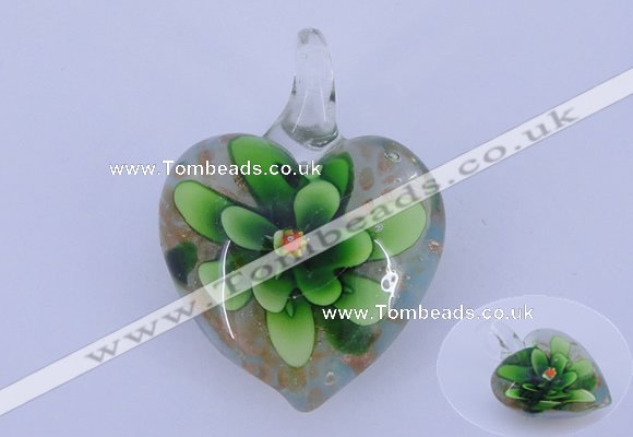 LP06 15*30*40mm heart inner flower lampwork glass pendants