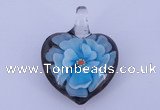 LP09 16*30*40mm heart inner flower lampwork glass pendants