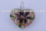 LP10 16*32*38mm heart inner flower lampwork glass pendants