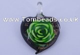 LP11 14*35*45mm heart inner flower lampwork glass pendants