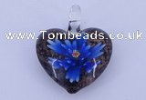 LP16 15*32*38mm heart inner flower lampwork glass pendants