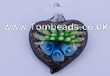 LP22 15*36*44mm heart inner flower lampwork glass pendants