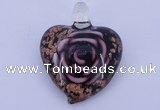 LP23 14*34*45mm heart inner flower lampwork glass pendants