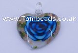 LP27 12*38*43mm heart inner flower lampwork glass pendants