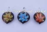 LP33 16*30*45mm heart inner flower lampwork glass pendants