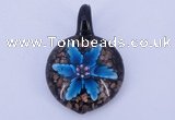 LP36 13*30*45mm heart inner flower lampwork glass pendants
