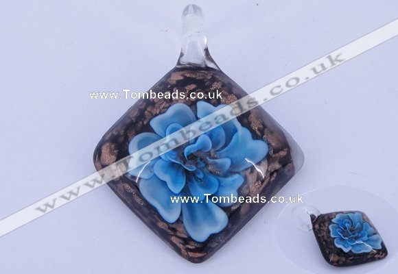 LP59 12*38*48mm diamond inner flower lampwork glass pendants