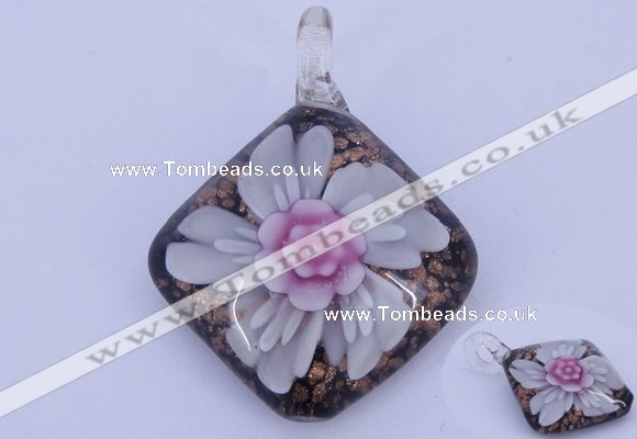 LP60 12*38*48mm diamond inner flower lampwork glass pendants