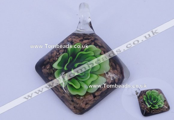 LP61 12*40*48mm diamond inner flower lampwork glass pendants