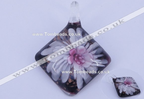 LP62 12*39*50mm diamond inner flower lampwork glass pendants