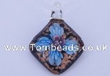 LP64 14*32*53mm diamond inner flower lampwork glass pendants