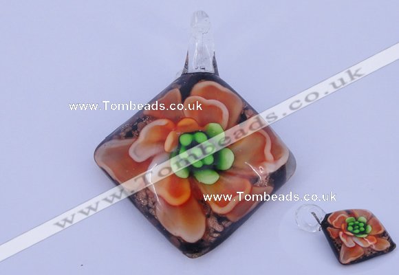 LP66 13*40*50mm diamond inner flower lampwork glass pendants