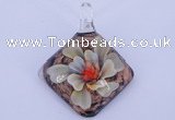 LP67 12*38*48mm diamond inner flower lampwork glass pendants