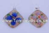 LP68 12*38*48mm diamond inner flower lampwork glass pendants