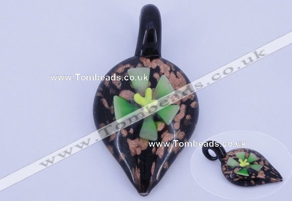 LP83 12*30*57mm leaf inner flower lampwork glass pendants