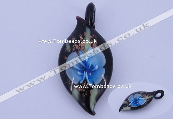 LP84 13*26*58mm leaf inner flower lampwork glass pendants