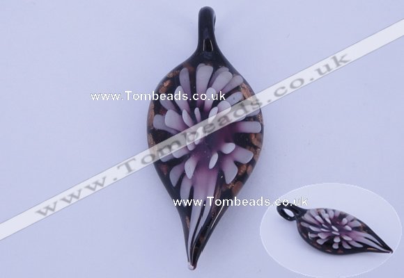 LP88 11*26*60mm leaf inner flower lampwork glass pendants