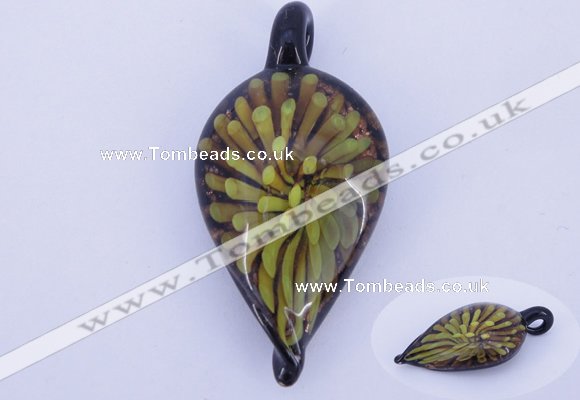 LP90 13*25*53mm leaf inner flower lampwork glass pendants