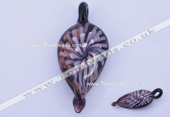 LP91 13*27*60mm leaf inner flower lampwork glass pendants