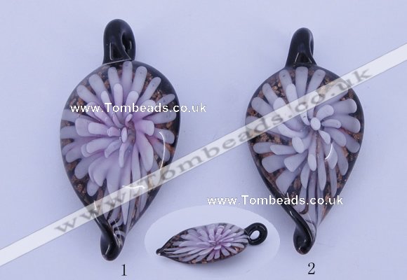 LP94 11*27*54mm leaf inner flower lampwork glass pendants