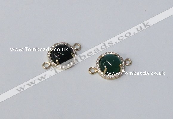 NGC1014 10mm flat round agate gemstone connectors wholesale