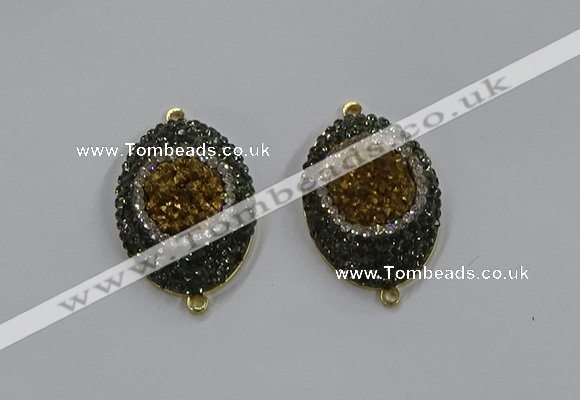 NGC1107 25*35mm oval druzy agate connectors wholesale