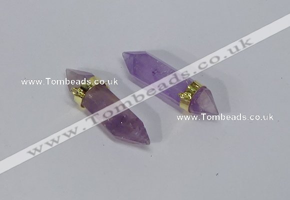 NGC1128 8*40mm - 10*35mm sticks amethyst connectors wholesale