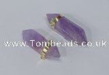 NGC1129 12*40mm - 12*45mm sticks amethyst connectors wholesale