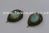 NGC1131 25*35mm teardrop Australia chrysoprase connectors wholesale