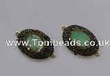 NGC1132 25*35mm oval Australia chrysoprase connectors wholesale